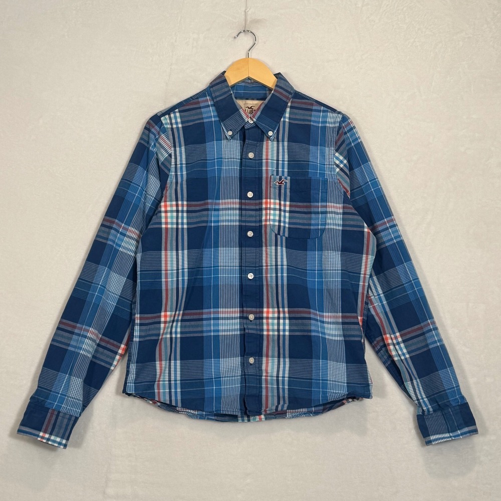 Hollister Blue Plaid Button Down Shirt XL